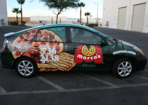 marcos pizza car wrap