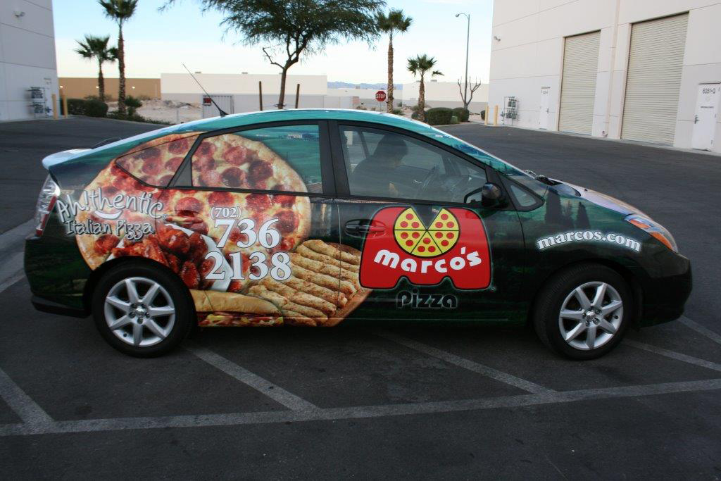 marcos pizza car wrap
