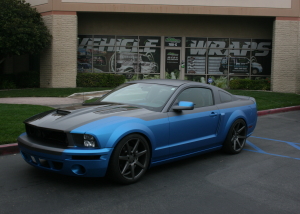 blue black car mustang car wrap