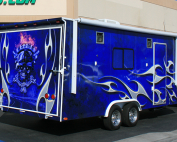 blue flames trailer wrap